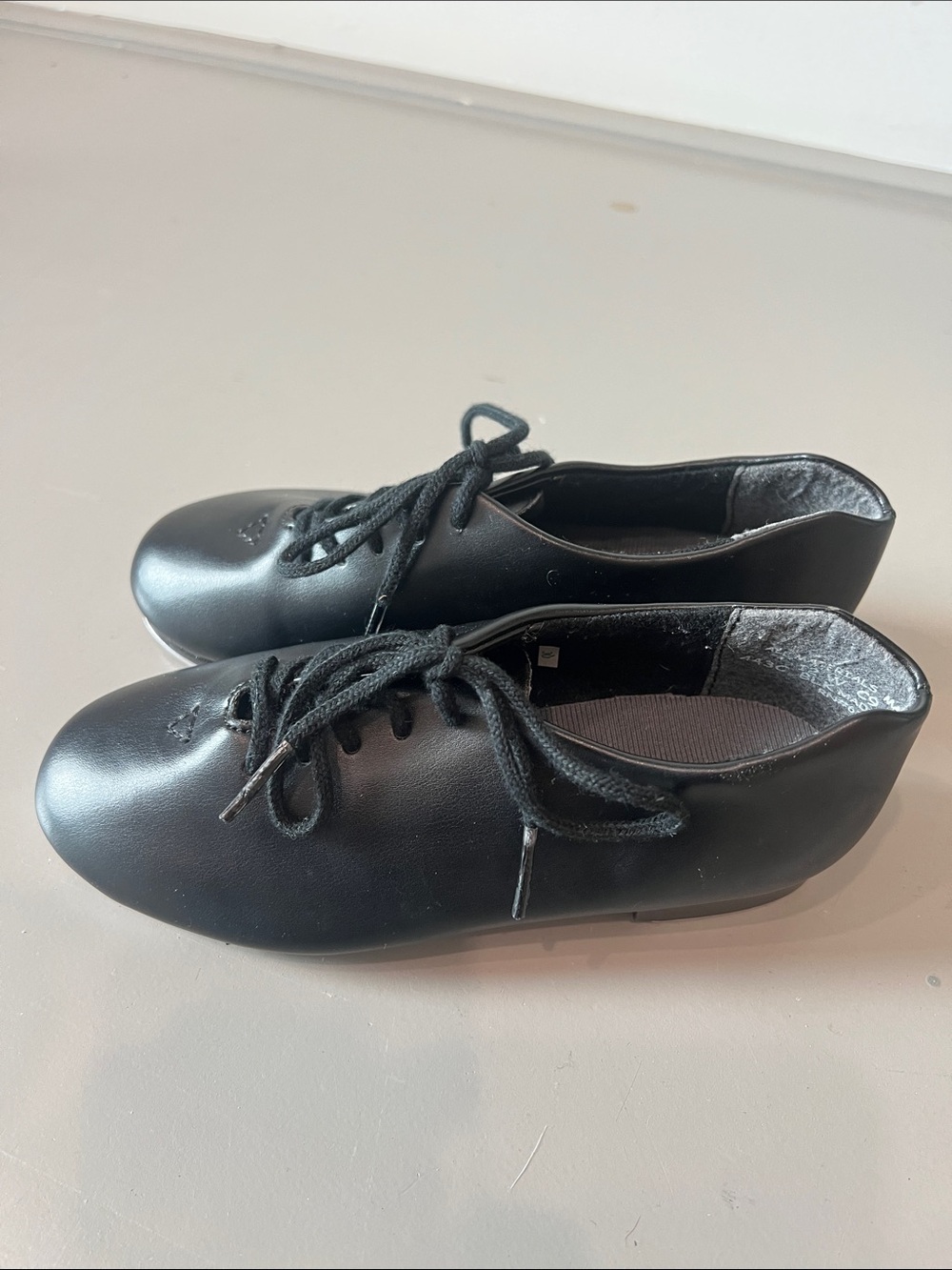 Capezio kids 12W Black Lace-Up Tap Shoes - Picture 4 of 5